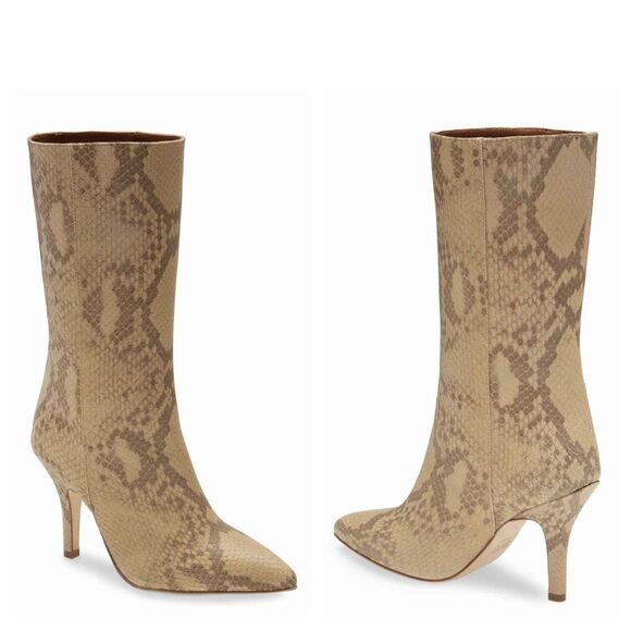 NEW PARIS TEXAS Slip On Leather Boots 36 Snake Print Pointy Toe Boho Western - Picture 2 of 15